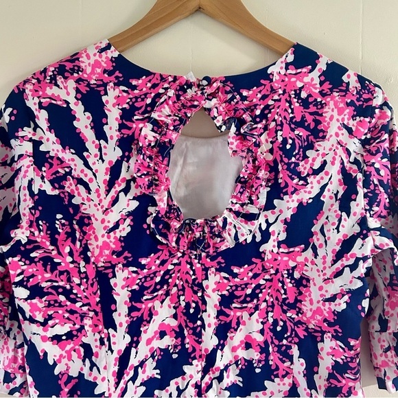 Lilly Pulitzer Fiesta Stretch Dress in Nauti Navy Beyond The Sea Coral sz 4 - Picture 6 of 6